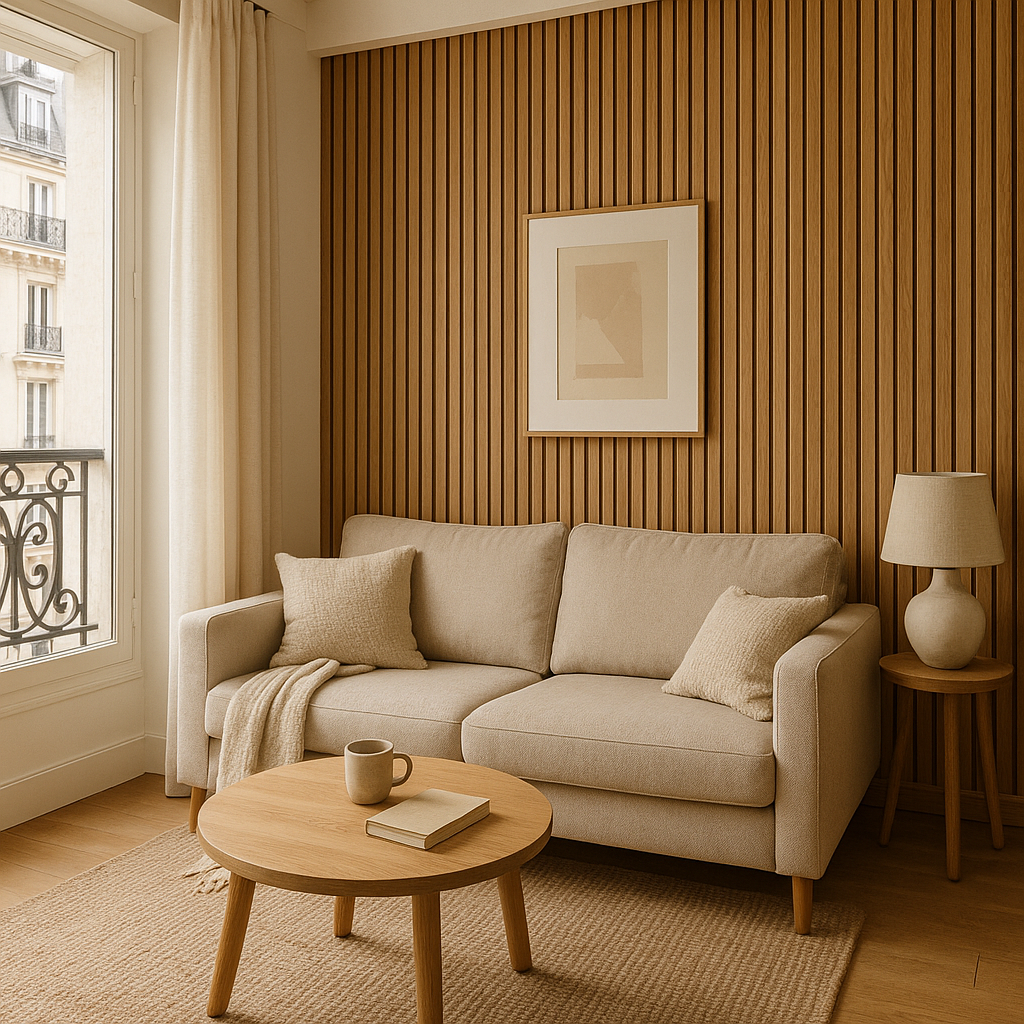 Studio parisien avec mur en bois-1