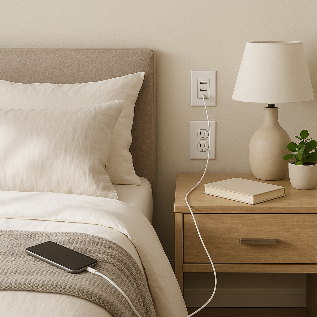 lit avec prise usb au mur